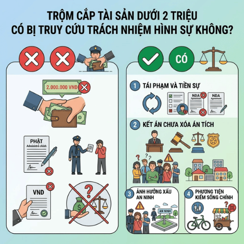 Trộm cắp tài sản dưới 2 triệu có bị truy cứu trách nhiệm hình sự không?