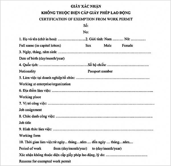 Mẫu tham khảo giấy xác nhận. - giấy phép lao động - nplaw.vn