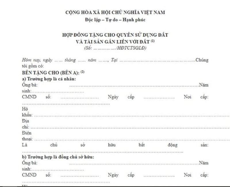 Thế nào là hợp đồng tặng cho quyền sử dụng đất?