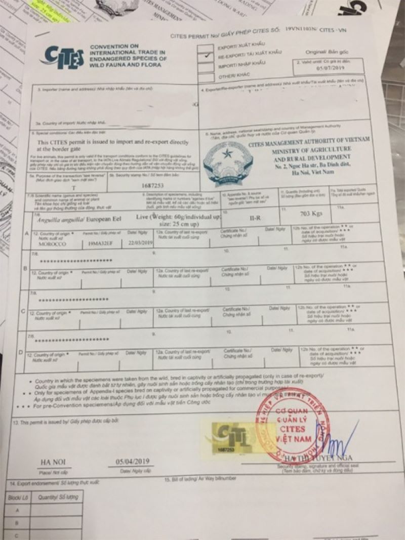 Cơ quan có thẩm quyền cấp giấy phép CITES?