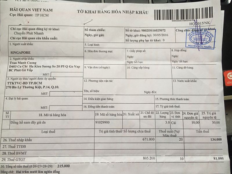 Quy định pháp luật về khai thuế hàng hoá nhập khẩu