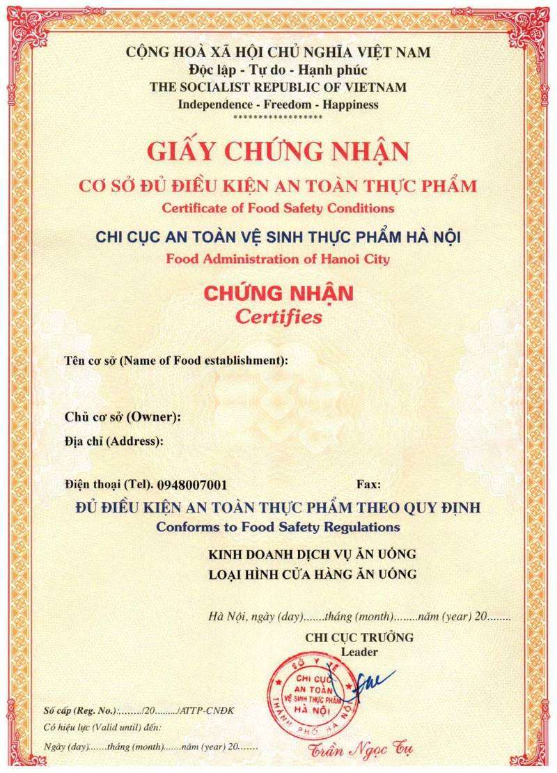 Giấy chứng nhận cơ sở đủ điều kiện an toàn thực phẩm là bắt buộc để kinh doanh dịch vụ ăn uống lưu động đúng không?