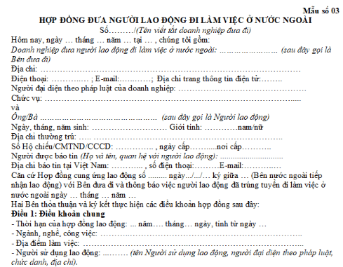 Các nội dung cần có trong hợp đồng xuất khẩu lao động