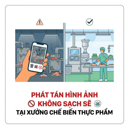 Xử lý hành vi phát tán hình ảnh không sạch sẽ tại xưởng chế biến thực phẩm