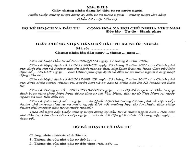Điều kiện để được cấp giấy chứng nhận đăng ký đầu tư gián tiếp ra nước ngoài