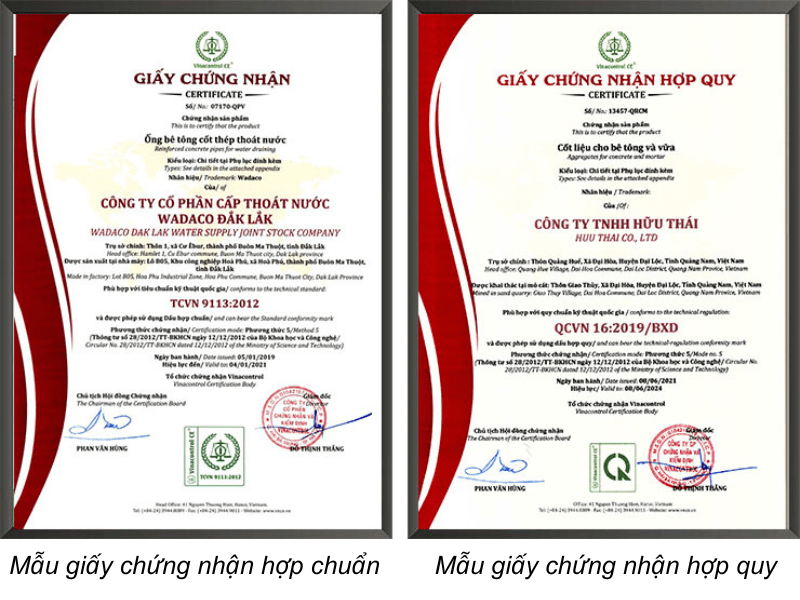 Hai hình thức của giấy chứng nhận chất lượng sản phẩm