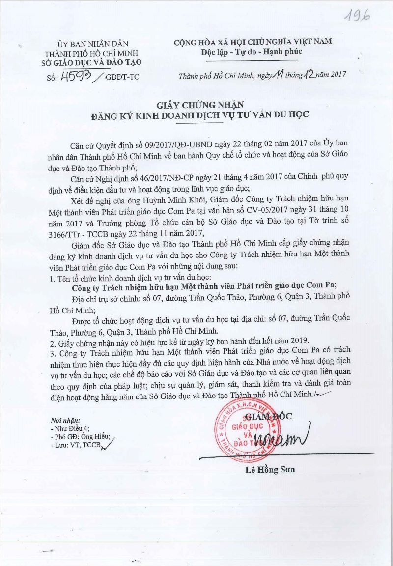 Nhu cầu về việc giấy phép tư vấn du học