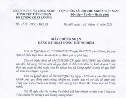 Điều kiện cấp Giấy chứng nhận đăng ký hoạt động thử nghiệm