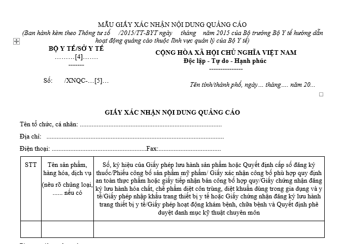 Đơn đăng ký xác nhận nội dung quảng cáo thực phẩm đã qua chế biến hiện nay gồm những nội dung gì?